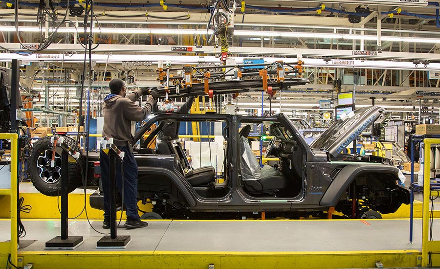 assembly line at Stellantis plant