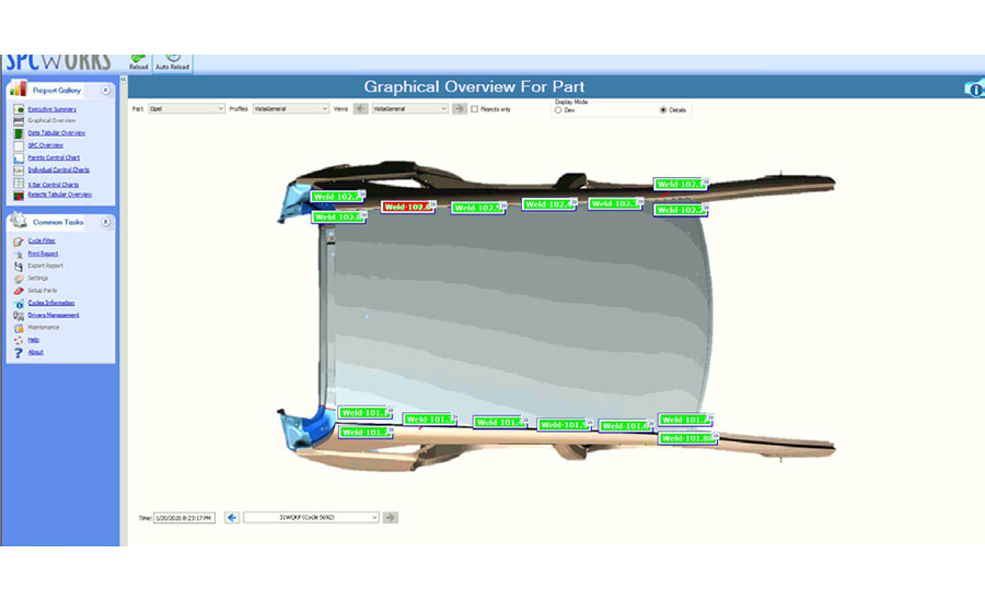 location of the defect on a CAD model of the part